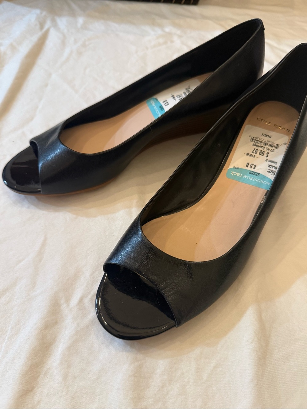 Cole Haan Black Peep-Toe Heels